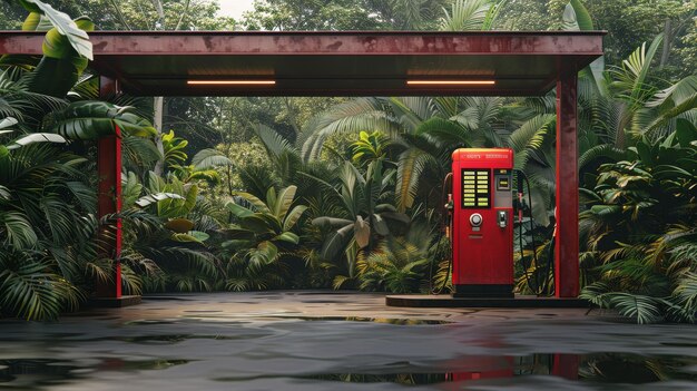 Forgotten Gas Station in a Tropical Jungle