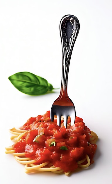 Photo a fork is stuck into a pasta dish with a fork