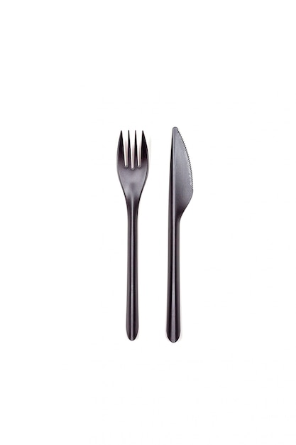 Fork and knife isolated on white .