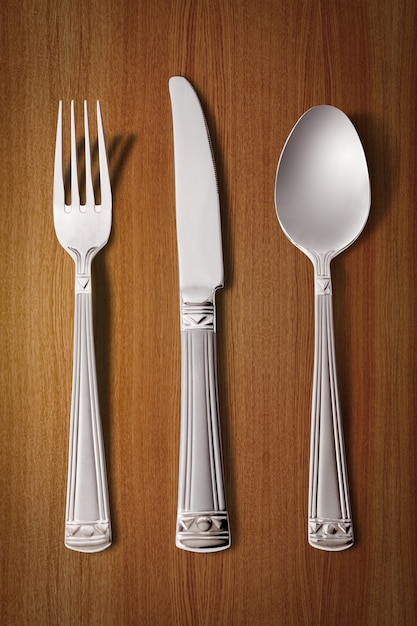 Fork, knife and spoon isolated on white (contains clipping path)