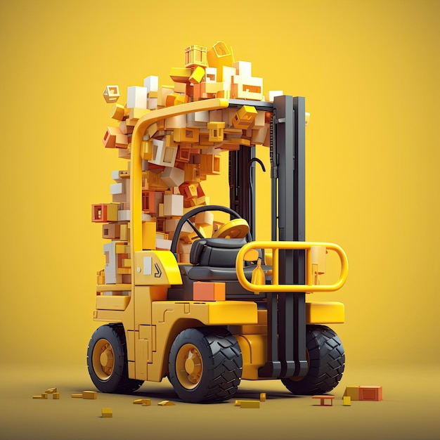 Forklift d cartoon illustration generative ai