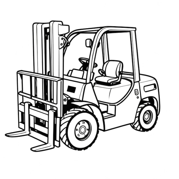 forklift line art white background