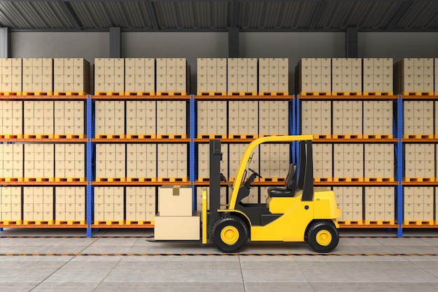 Forklift in warehouse