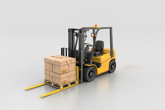 a forklift with a ballet boxes