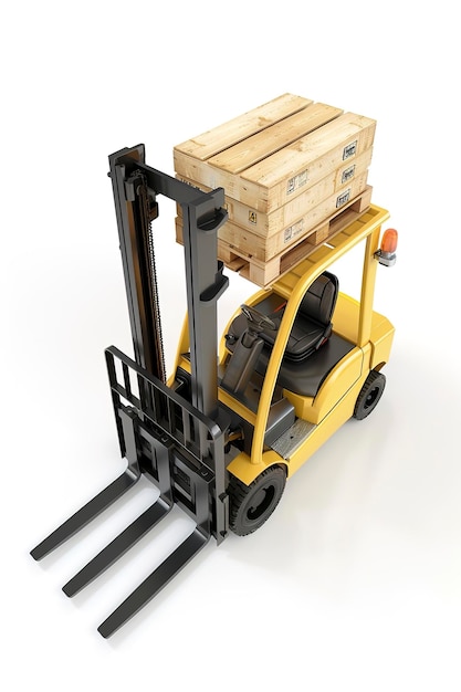 a forklift with a ballet boxes