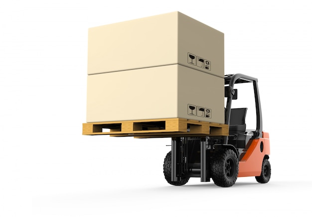 Forklift with boxes