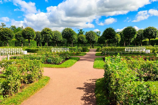 Formal garden in Catherine Park in Tsarskoye Selo Pushkin Russia