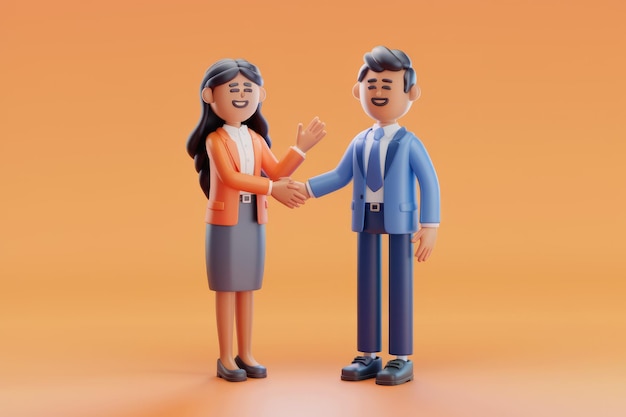 Formal Handshake Animated Characters Orange Background