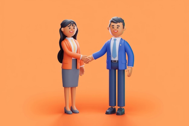 Formal Handshake Animated Characters Orange Background