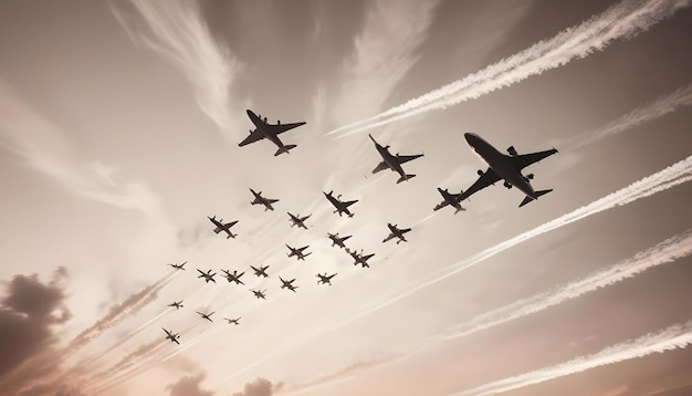 Photo a formation of airplanes with the words air force on the bottom