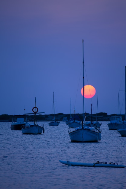 Formentera sunset at Estany des Peix lake