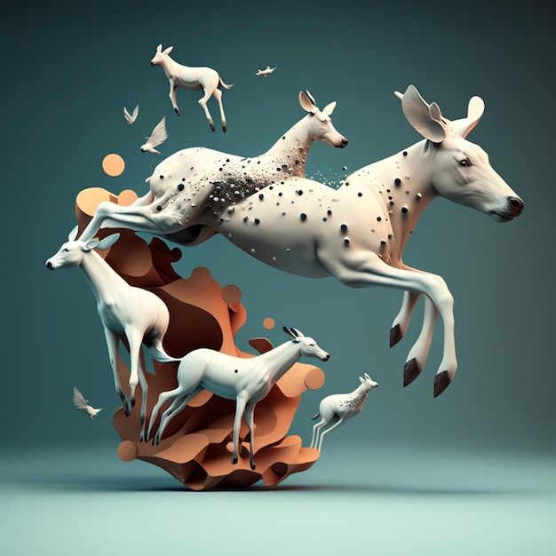 Forms of Animals Jumping Out in Digital Art AI