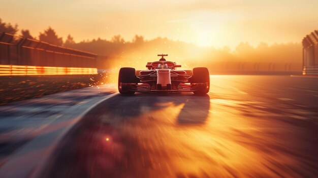 Formula 1 racer drives a car on the track