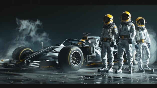 Formula One Race Car and Astronauts