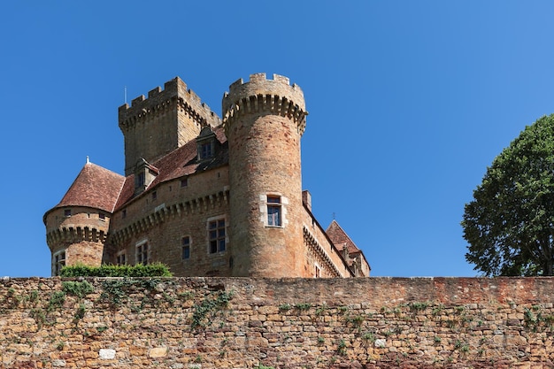 fortified complex Chateau de CastelnauBretenoux with square tall tower Prudhomat Lot Occitanie