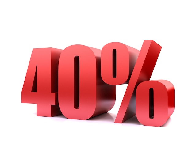 Forty  percent 40% symbol .3d rendering