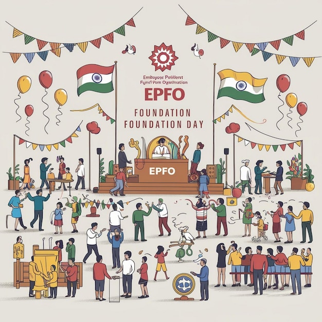 Photo foundation day of epfo illustration