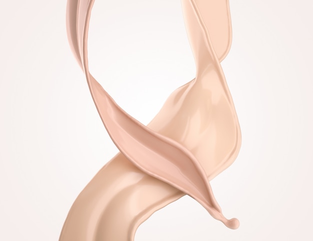 Foundation splash cream for beauty cosmetic product, 3d illustration.