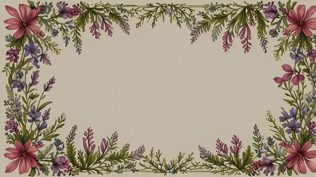 Fountain Grass floral frame border