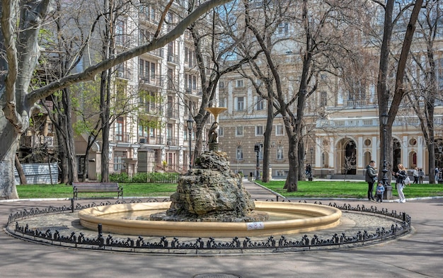 Fountain in the Palais Royal square in Odessa Ukraine