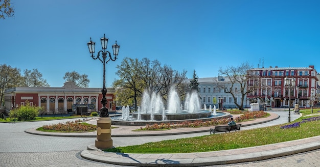 Fountain on the Theater Square in Odessa Ukraine