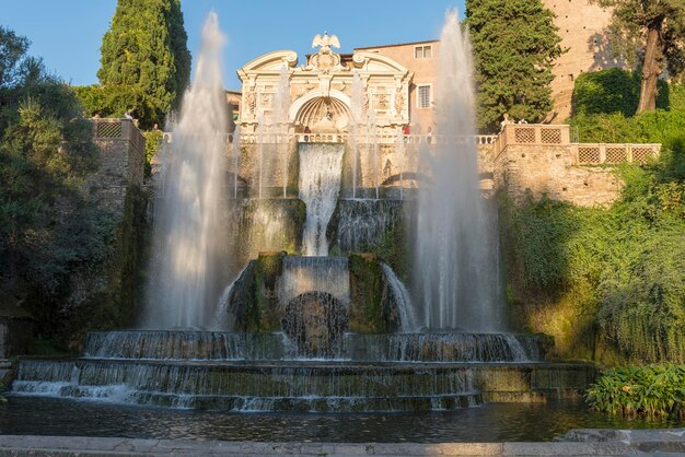 Fountain at Villa D'este in Tivoli on a Sunny summer day