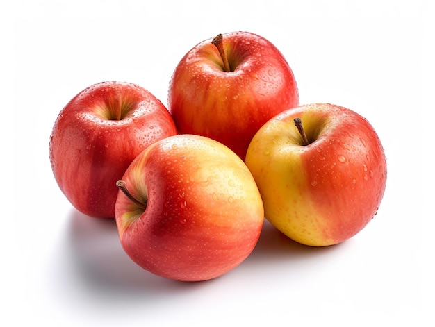 Four apples on a white background