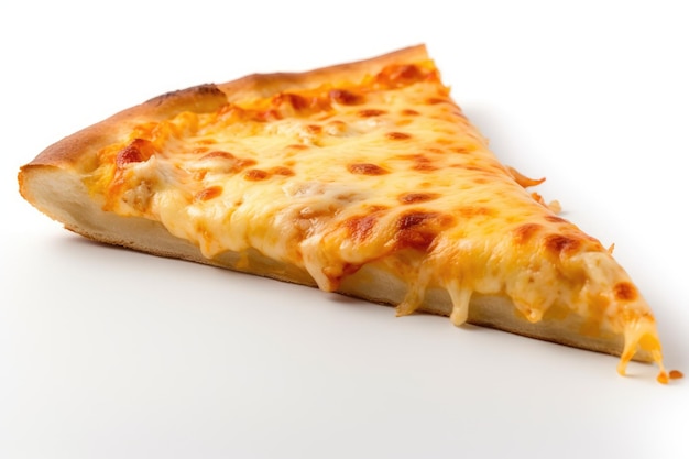 Four Cheese Pizza Slice On A White Background Generative AI