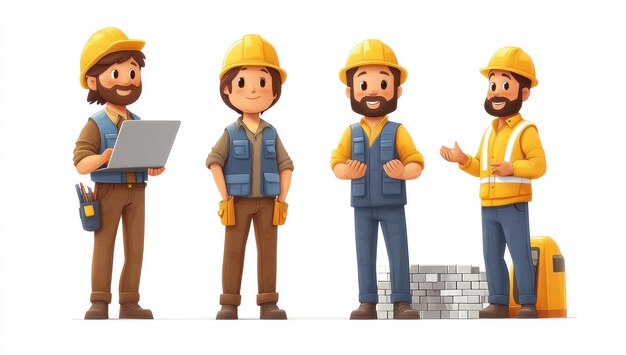 Photo four construction workers illustration