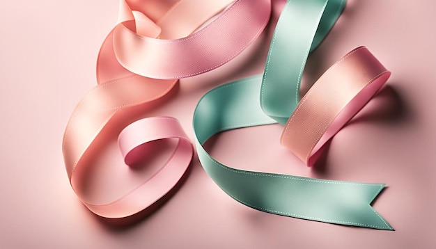 Four decorative spring ribbons in pastel colors