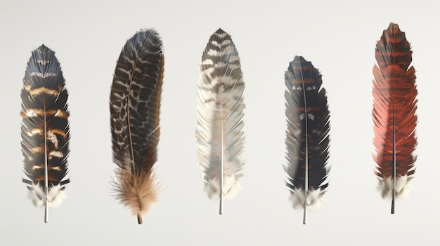 four different feathers are shown with one that says feather