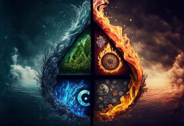 The Four Elements Fire Water Gaming Background