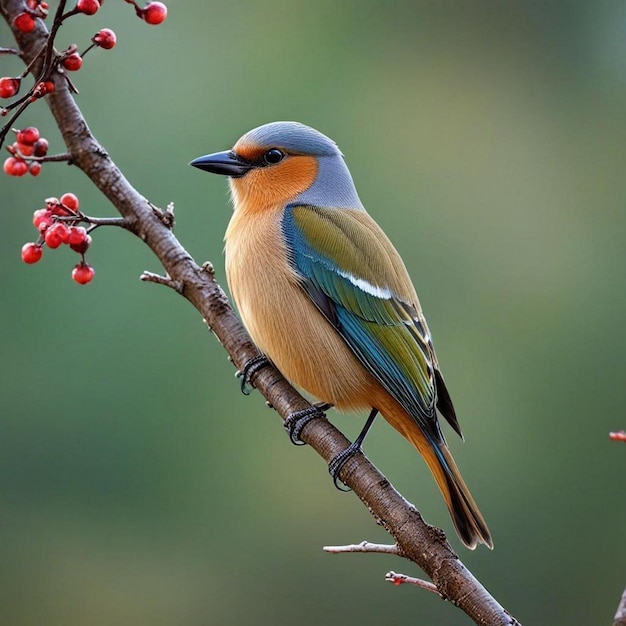 Four european beeeater Merops apiaster birds perching on branch