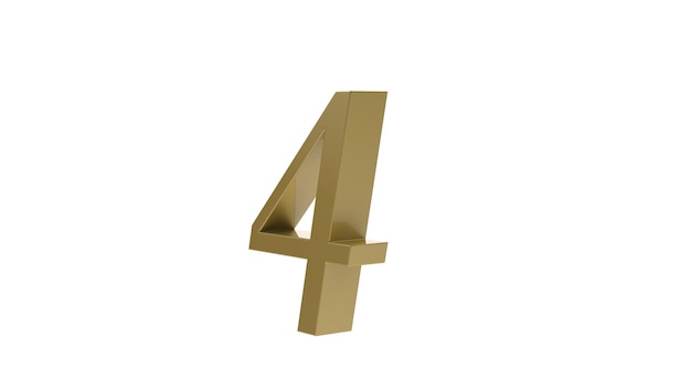 Four gold number 3d illustration rendering