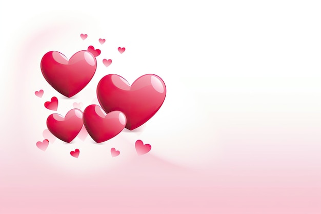 four hearts floating in a field of white on a white background in the style of dark pink zbrush