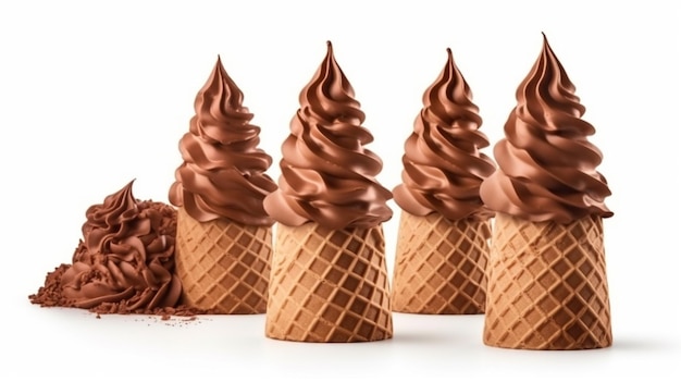 Photo four ice cream cones are shown with one being made by the companygenerative ai