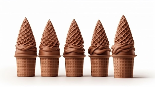 Photo four ice cream cones are shown with one being made by the companygenerative ai