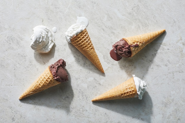 Four ice creams on light table