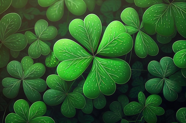 Four leaf clover background Generative AI