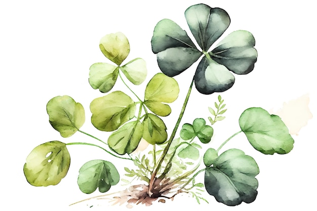 Four leaf clover isolated on white background St Patrick's day Generative AI