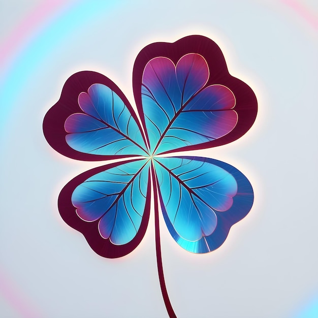 Four leaf clovers shape illustration on white background 3d render