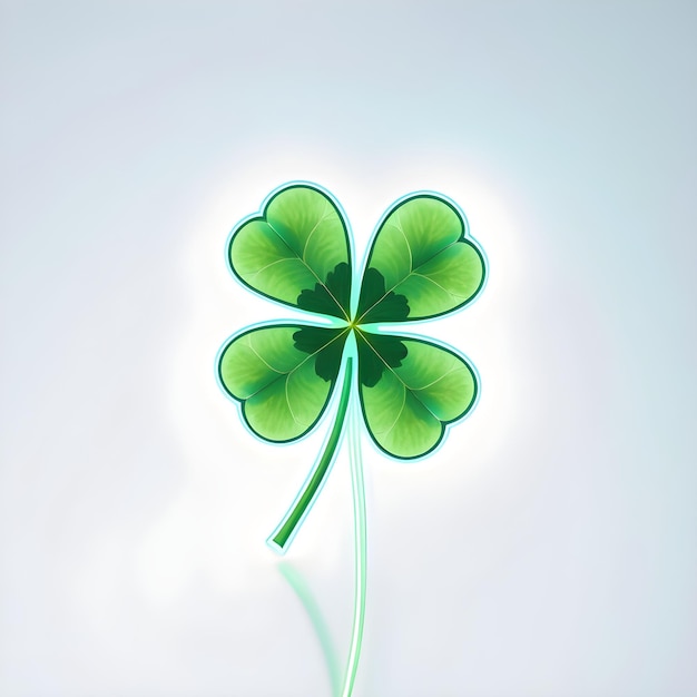 Four leaf clovers shape illustration on white background 3d render