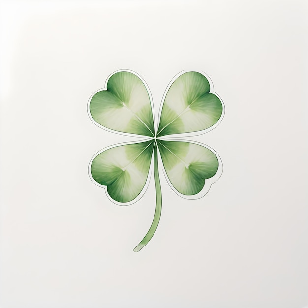 Four leaf clovers shape illustration on white background 3d render