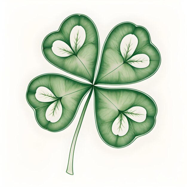 Four leaf clovers shape illustration on white background 3d render