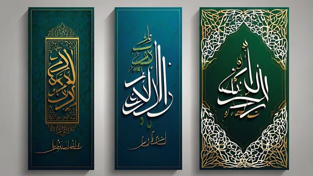 Photo four pictures of arabic calligraphy with arabic calligraphy on them