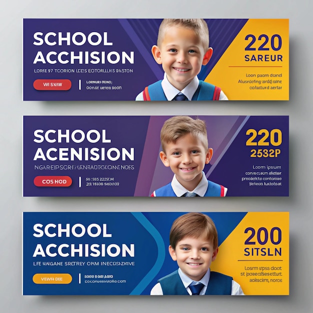 four posters of school children with the number 2 on them