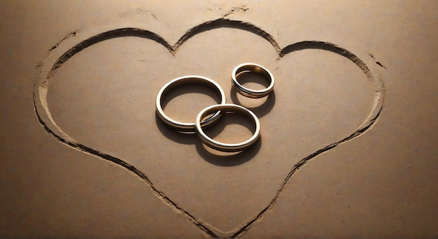 four rings are arranged in a heart shape