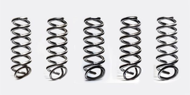 Photo four springs arranged neatly on a white background ideal for engineering and manufacturing concepts