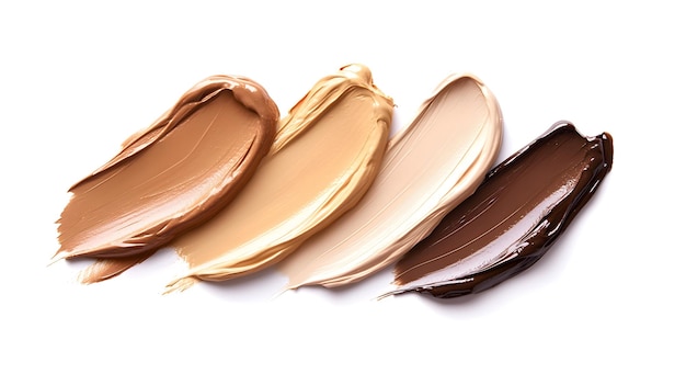 Photo four swipes of makeup foundation in various shades