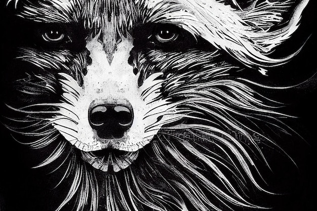 Fox animal Portrait of a fox Digital art style illustration painting